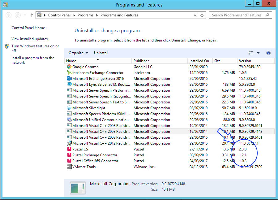 How to identify which version of Catalog Sync (CS) clients and Exchange